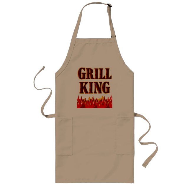 Avental Longo Grill King Flames Slogan de CHURRASCO Apron (Frente)