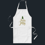 Avental Longo Holly Jolly White Dourado Feliz Natal<br><div class="desc">Um avental de ouro branco e bonito,  Holly Jolly,  para um Natal perfeito.</div>