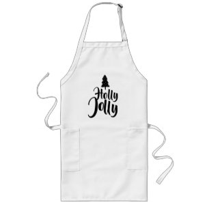 Avental Longo Holly Jolly White Dourado Feliz Natal