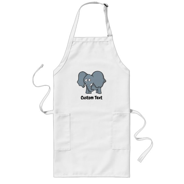 Avental Longo Ícone longo de desenho animado elefante de cinza (Frente)
