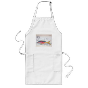 Avental Longo Ilustração de Peixes Vintage Apron