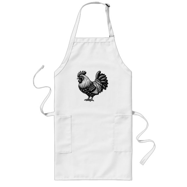 Avental Longo Ilustração Ilustrativa de Rooster Intricada (Frente)