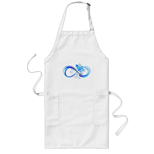 Avental Longo Infinito brilhante com rosa azul (Frente)