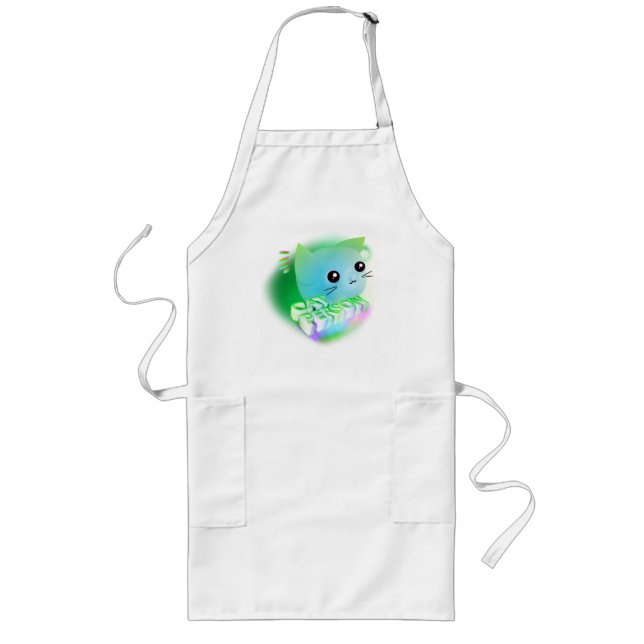 Avental Longo Kawaii Cartoon Kitten (Frente)
