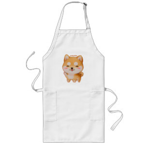Avental Longo Kawaii Smiling Cartoon-Style Shiba Inu