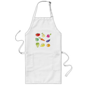 Avental Longo Kawaii vive legumes e frutas com rostos