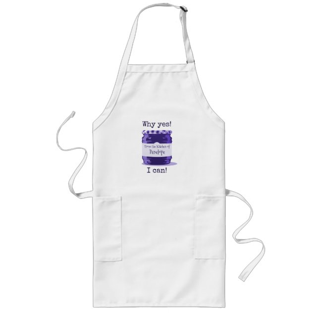 Avental Longo Lar roxo girando jelly com seu nome (Frente)