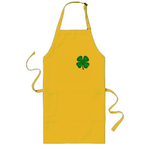 Avental Longo Lucky 4 Leaf Irish Clover long yellow chef apron