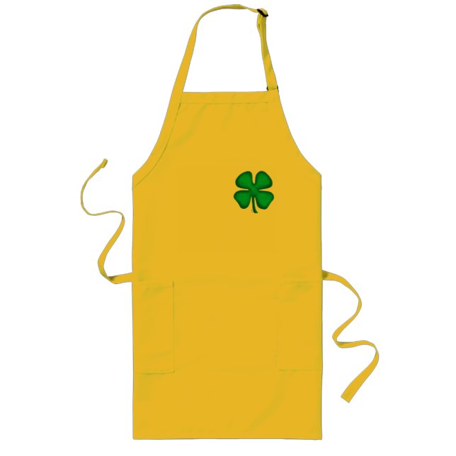 Avental Longo Lucky 4 Leaf Irish Clover long yellow chef apron (Frente)