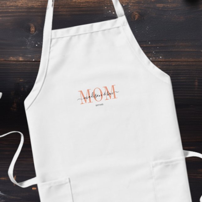 Avental Longo "MÃE, EST." MOM Personalizada E Orgulhosa (‘MOM, EST.’ Personalized, Proud MOM´S Long Apron)