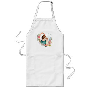 Avental Longo Mãe Floral Personalizada e Filho Filha