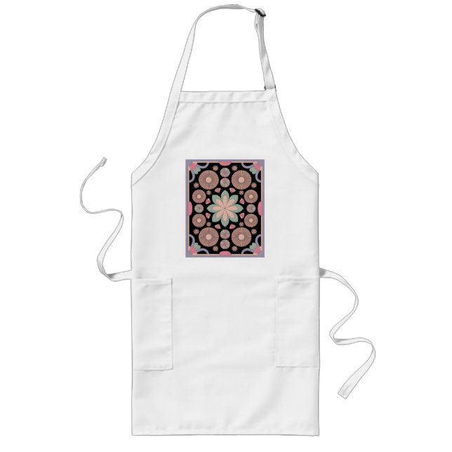 Avental Longo Mandala Simetria Floral Pastel Retro (Frente)