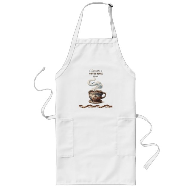 Avental Longo Marca Personalizada do Café Costeiro  (Frente)