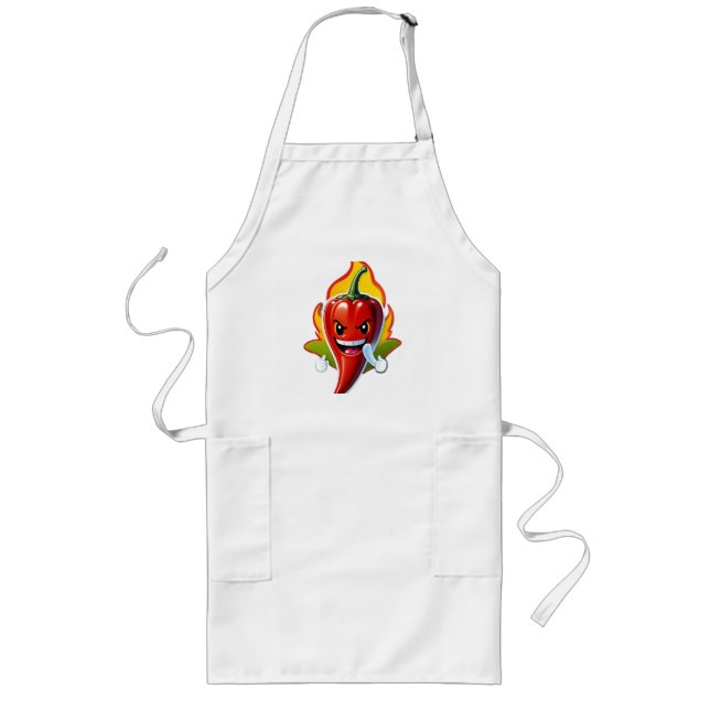 Avental Longo Mascote de Pimenta de Desenho Animado com Rosto So (Frente)