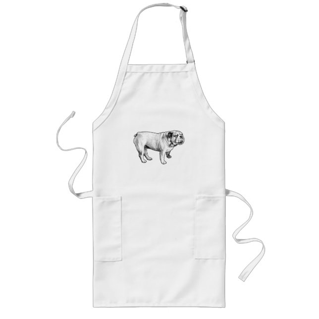 Avental Longo meio-tom calmo cozinheiro, bulldog (Frente)
