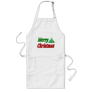 Avental Longo Merry Christmas Tree red - Tpografia verde