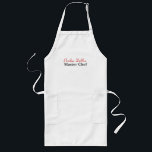 Avental Longo Mestre Chef Personalizado Apron<br><div class="desc">O avental personalizado é branco para seu chefe favorito. A tipografia é vermelha e preta. Esta modelo está pronta para o seu cozinheiro favorito.</div>