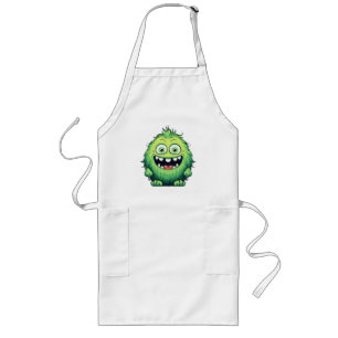 Avental Longo Monstro Verde Fofo Desenho Animado Sorridente