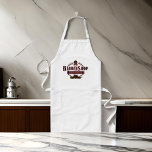 Avental Longo Mustache Smock Apron Barber Logo<br><div class="desc">Script Malcolm Sweeny. Ícone de barbeiro,  sinal de remoção com tesoura de ouro. Fumar para proteger roupas. Você está livre para jogar com o roteiro e criar o seu.</div>
