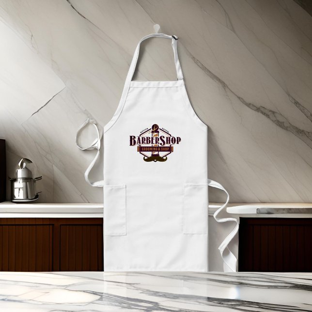 Avental Longo Mustache Smock Apron Barber Logo (Criador carregado)