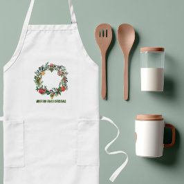 Avental Longo Natais vintages Retroativos Nome da Família Wreath