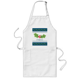 Avental Longo Natal personalizado Holly & Berries