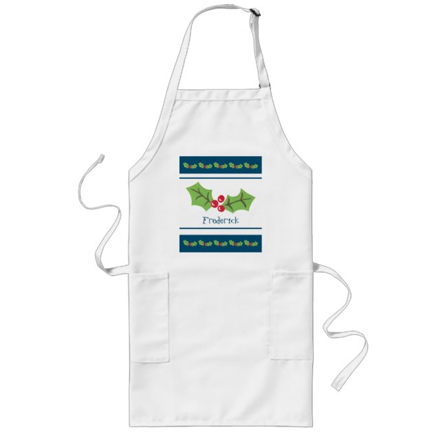 Avental Longo Natal personalizado Holly & Berries (Frente)