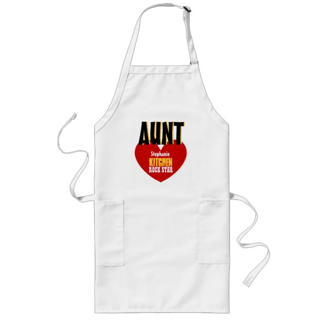 Avental Longo Nome personalizado AUNT Kitchen Rock Star V06 (Frente)