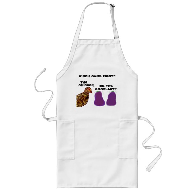 Avental Longo O que veio primeiro? frango ou berinjela? Apron (Frente)