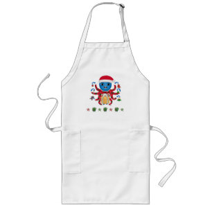 Avental Longo Octopus de Natal Apron