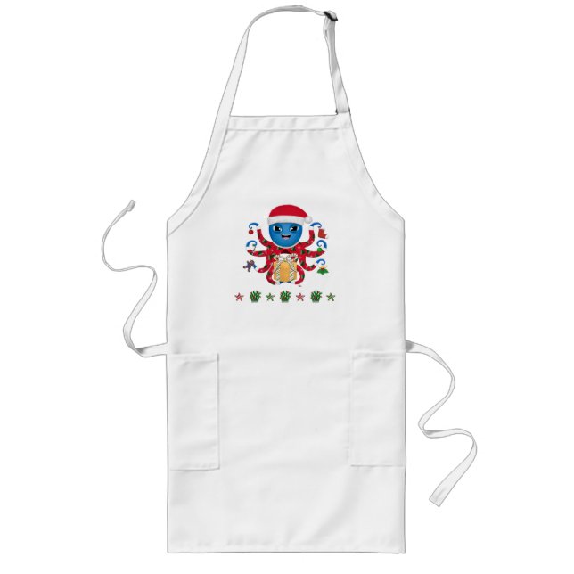 Avental Longo Octopus de Natal Apron (Frente)