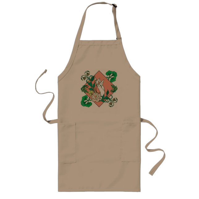 Avental Longo "Oferta Floral" - Mão Botânica & Bloom Apron (Frente)