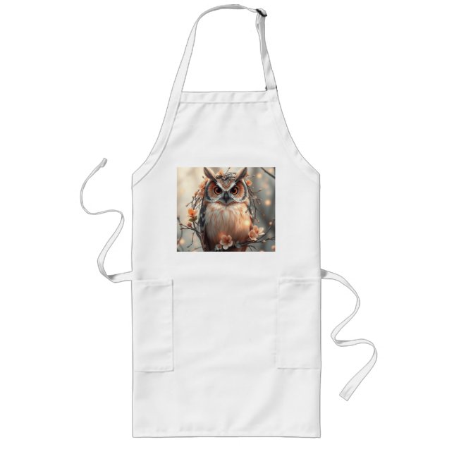 Avental Longo Pastel Peach Owen com Flores e Twigs (Frente)