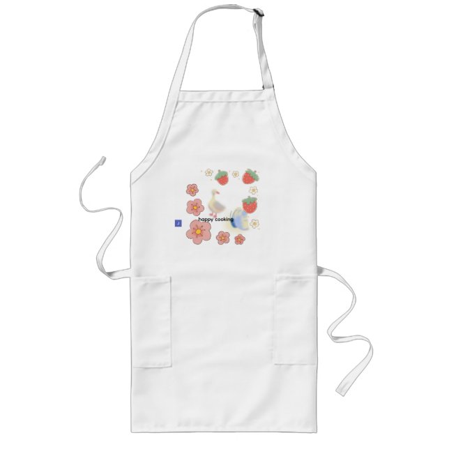 Avental Longo pequeno patinho com morango, um retrato de dente (Frente)