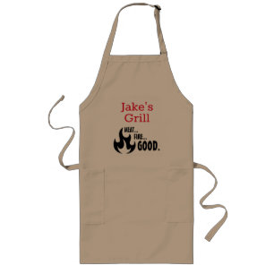 Avental Longo Personalizado "Carne... Fogo... Bom!" Grill Apron
