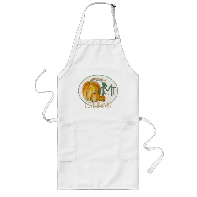 Avental Longo Personalized Apron - Give Thanks | Pumpkins  (Frente)