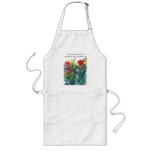 Avental Longo Pintura floral em aquarela com citação 