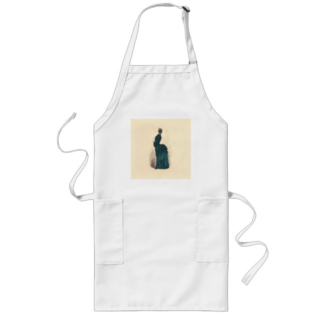 Avental Longo Placa de Moda Vitoriana Antiga: Vestido com Arrast (Frente)