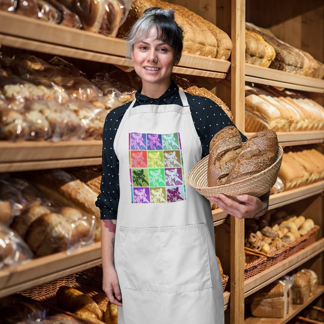 Avental Longo Pop de German shepherd Colorida (Colorful German Shepherd Dog Pop Art Long Apron)