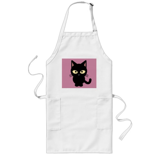 Avental Longo Pratos da cozinha de gatos pretos (Frente)