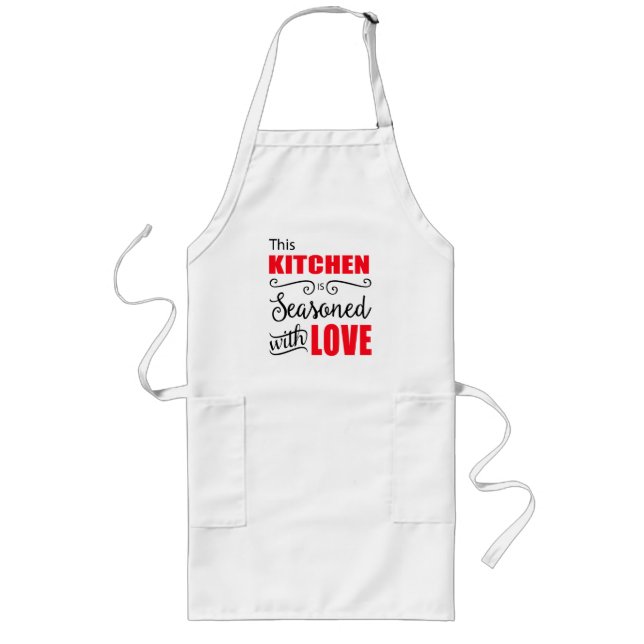 Avental Longo Presente Cozinha Temperada Com Amor (Frente)