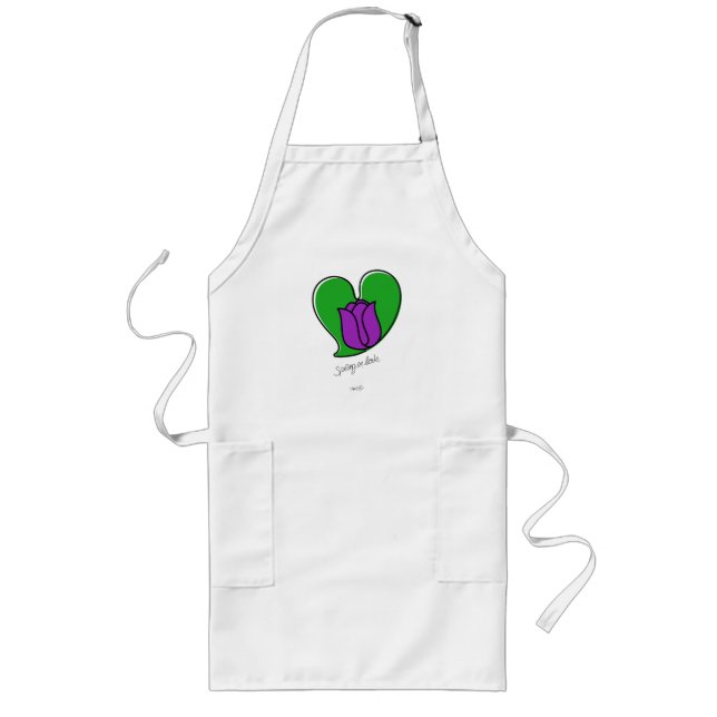 Avental Longo Primavera in Love - Purple Tulipes Long Apron (Frente)