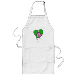Avental Longo Primavera no Amor - Tulipas Rosa Longa Apron