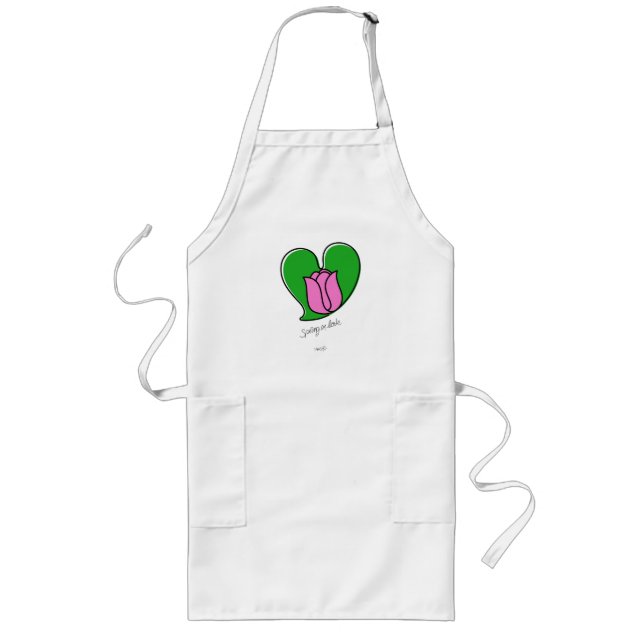 Avental Longo Primavera no Amor - Tulipas Rosa Longa Apron (Frente)