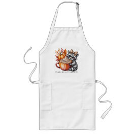 Avental Longo Raccoon with Pumpkin Latte Fall Season Sweatshirt