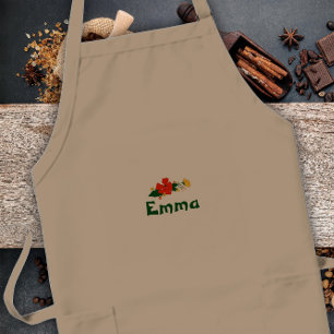 Avental Longo Red and yellow wildflowers  poppy Long Apron