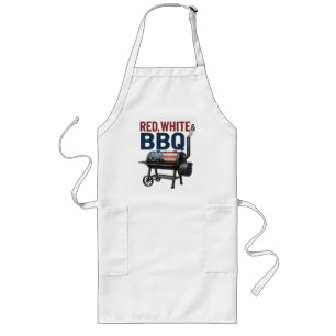Avental Longo Red White e CHURRASCO Patriotic American Flag Smok