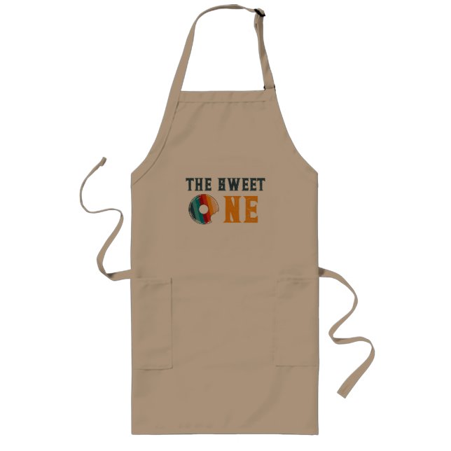 Avental Longo Rosquinha Preocupada Beige Apron Retro Arco-Íris (Frente)