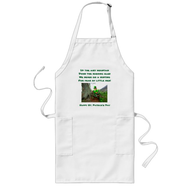 Avental Longo RUAS. PATRICK DAY LEPRECHAUN POEM apron (Frente)