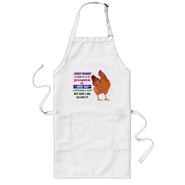 Avental Longo Senhora de Frango Personalizável - Longo Apron (Frente)
